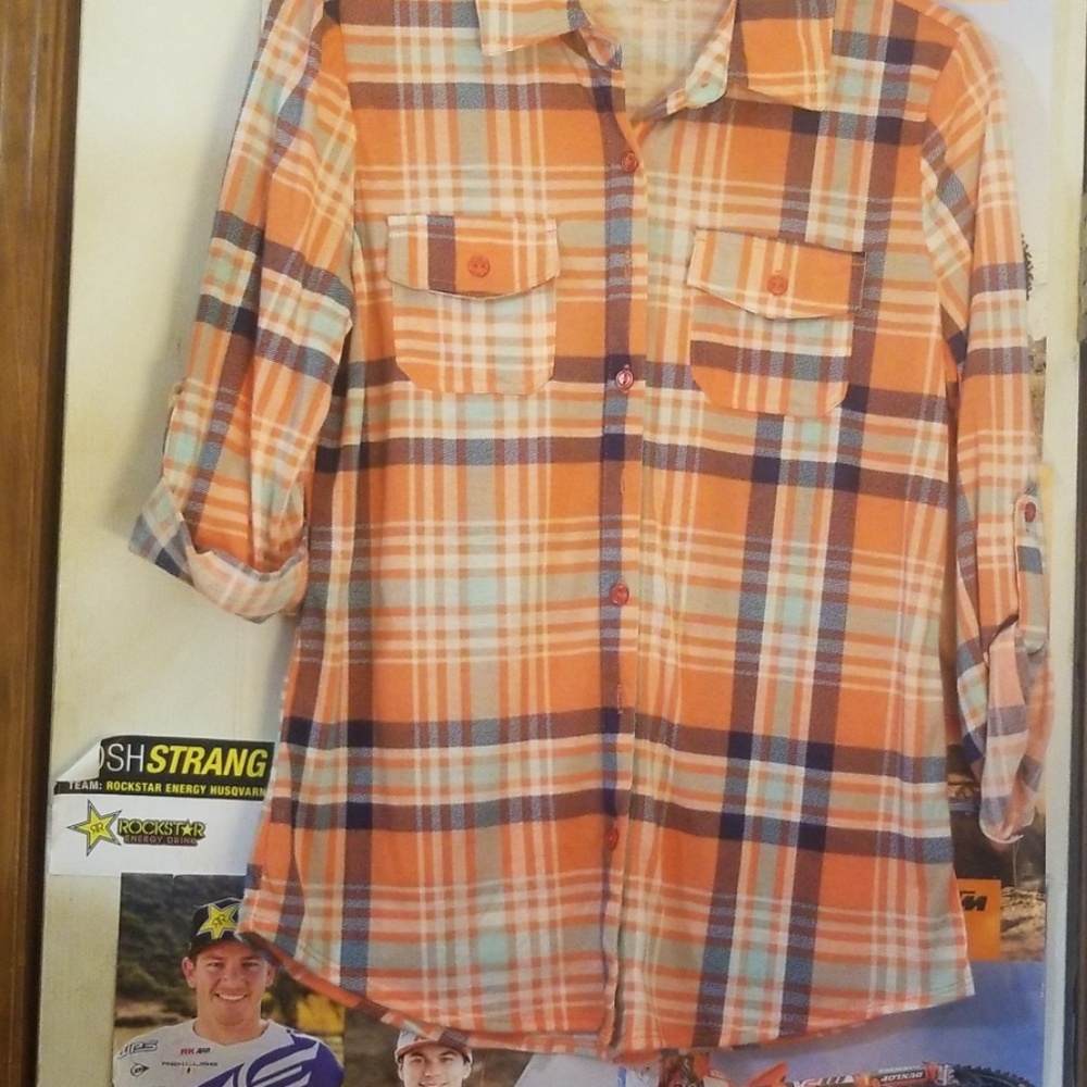 Inspire brand, Plaid button down shirt.